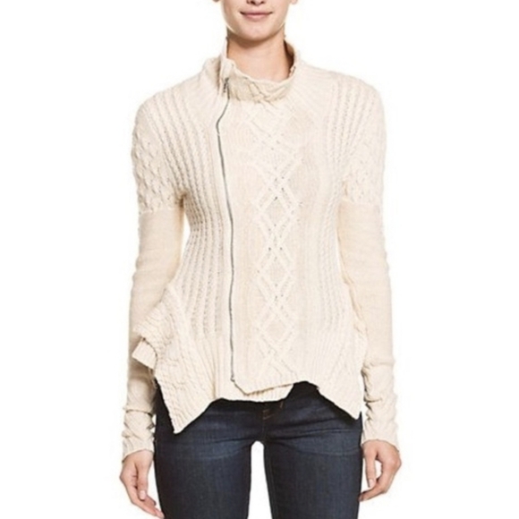 Bcbgmaxazria knit zippered cardigan sweater zanzi cream xs - Picture 14 of 14
